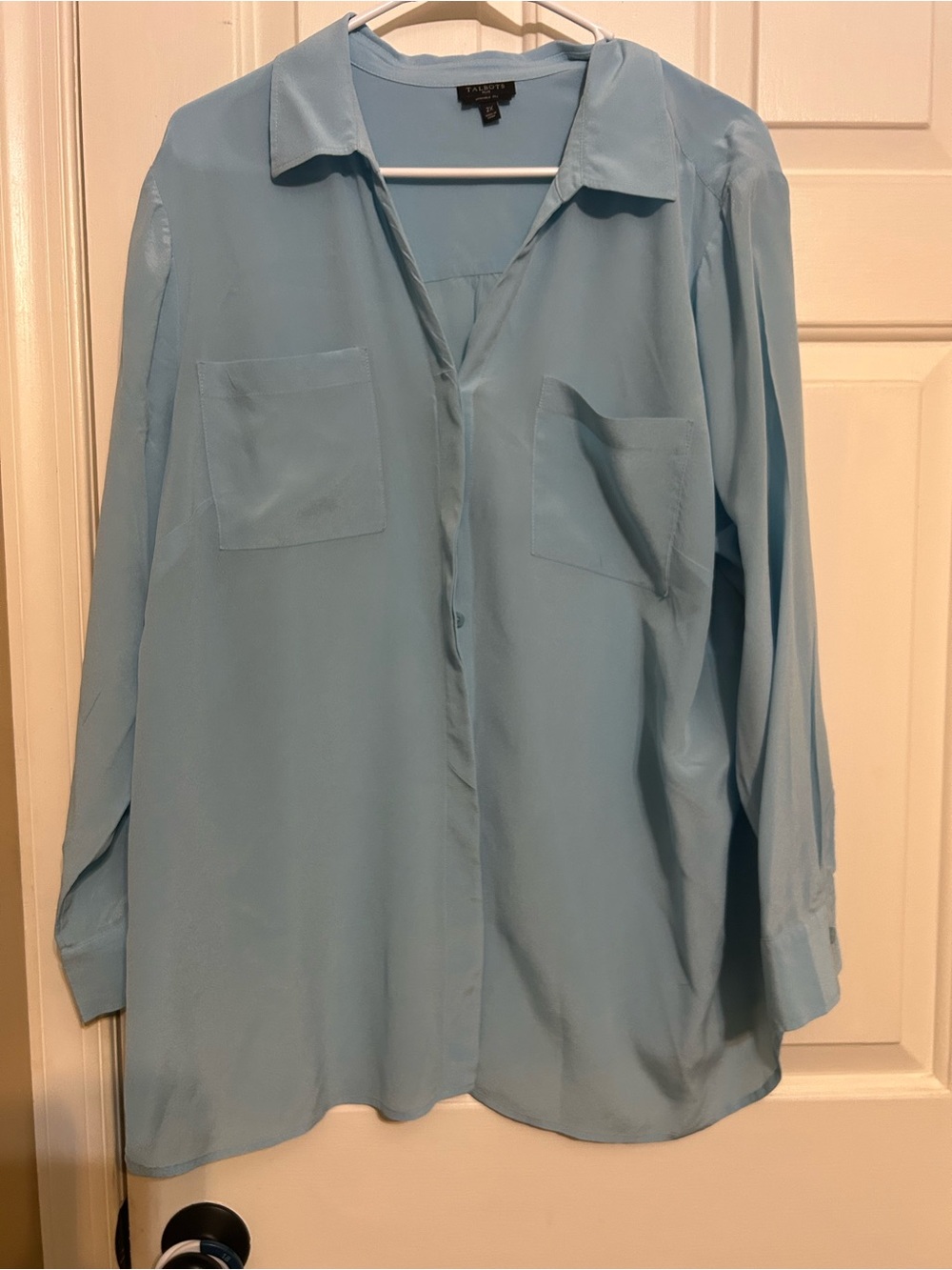 Talbots 100% washable silk blouse women’s plus size 2x. Blue